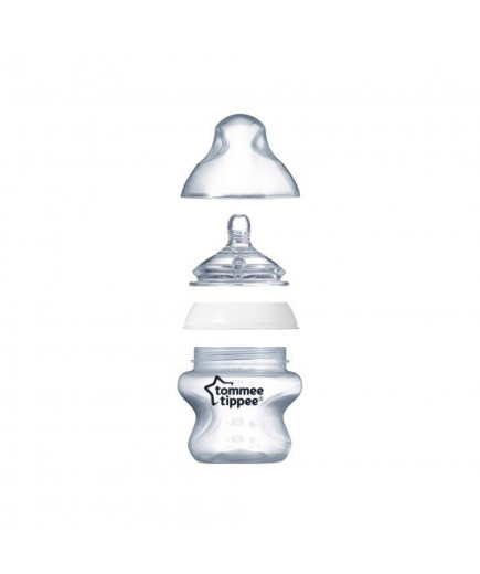 Бебешко шише за хранене Tommee Tippee Natural Start САМОСТЕРИЛИЗИРАЩО, 150 мл, с биберон с бавен поток 0м+ (1 капка)