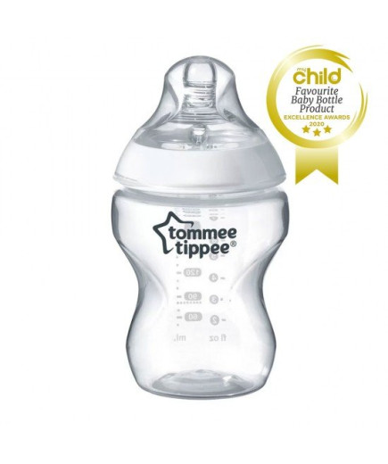 Бебешко шише за хранене Tommee Tippee Natural Start САМОСТЕРИЛИЗИРАЩО, 260 мл, с биберон с бавен поток 0м+ (1 капка)