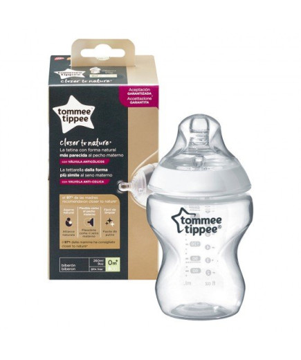 Бебешко шише за хранене Tommee Tippee Natural Start САМОСТЕРИЛИЗИРАЩО, 260 мл, с биберон с бавен поток 0м+ (1 капка)