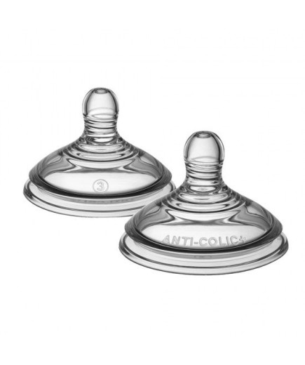Комплект от 2 броя Биберони Tommee Tippee Advanced Anti-Colic+ Fast flow, 3 капки, бърз поток за бебета на възраст 6+ месеца