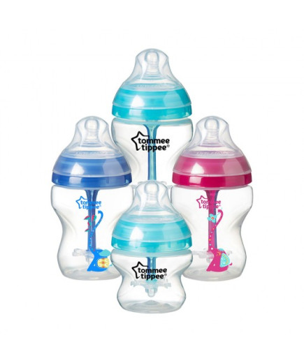 Комплект от 2 броя Биберони Tommee Tippee Advanced Anti-Colic+ Medium flow, 2 капки, среден поток за бебета на възраст 3+ месеца
