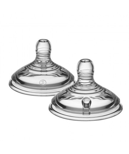 Комплект от 2 броя Биберони Tommee Tippee Natural Start FAST FLOW (бърз поток), 3 капки, подходящи за бебета на възраст 6+ месец