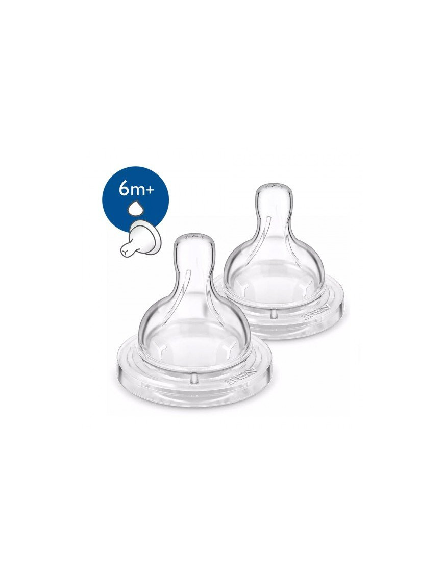 Опаковка от 2бр. Биберони Philips AVENT Classic+ Anti-colic SCF636/27, за гъсти храни с Y-образен прорез 6м+