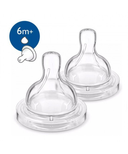 Опаковка от 2бр. Биберони Philips AVENT Classic+ Anti-colic SCF636/27, за гъсти храни с Y-образен прорез 6м+