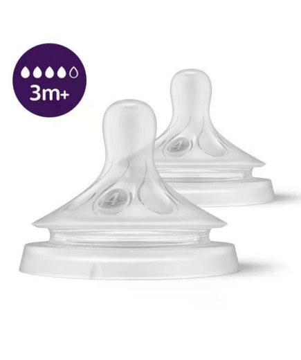 Комплект от 2 бр. Биберони без протичане Philips AVENT Natural Response SCY964/02, Поток 4, 3м+