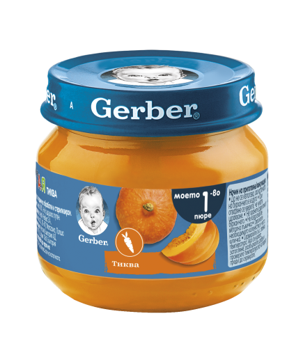 Gerber Храна за бебета, Пюре от тиква, моето 1-во пюре, 80g, бурканче