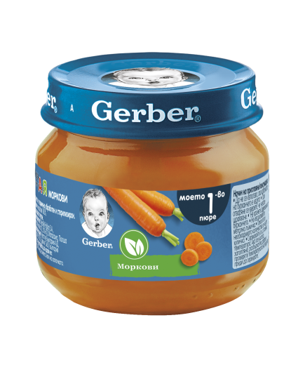 Gerber Храна за бебета, Пюре от моркови, моето 1-во пюре, 80g, бурканче