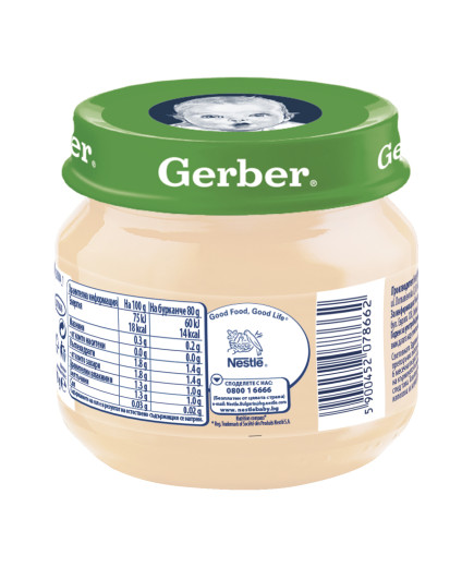 Gerber Храна за бебета, Пюре от карфиол, моето 1-во пюре, 80g, бурканче