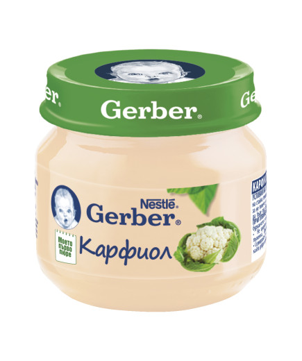 Gerber Храна за бебета, Пюре от карфиол, моето 1-во пюре, 80g, бурканче