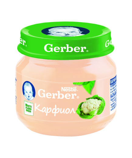 Gerber Храна за бебета, Пюре от карфиол, моето 1-во пюре, 80g, бурканче