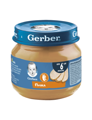 Gerber Храна за бебета, Пюре с пуйка, от 6-ия месец, 80g,...