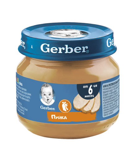 Gerber Храна за бебета, Пюре с пуйка, от 6-ия месец, 80g, бурканче
