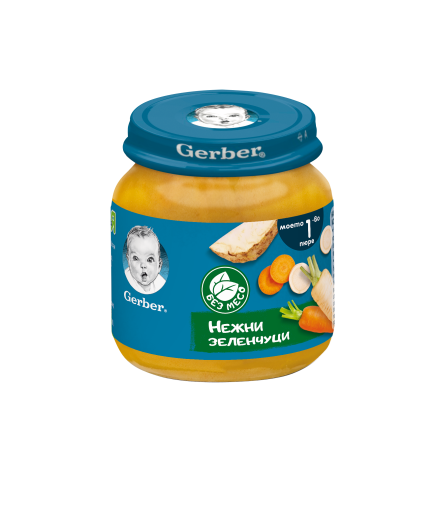 Gerber Храна за бебета, Пюре от нежни зеленчуци, моето 1-во пюре, 125g, бурканче