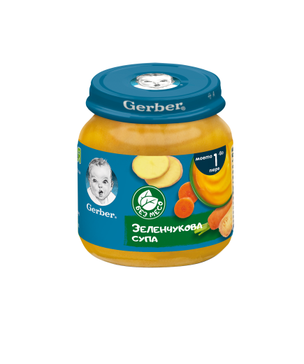 Gerber Храна за бебета, Пюре зеленчукова супа, моето 1-во пюре, 125g, бурканче