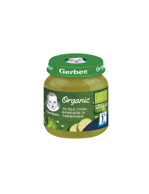 Gerber Organic Храна за бебета, Пюре от зелен грах,...