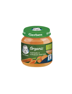 Gerber Organic Храна за бебета, Пюре от морков и сладък...