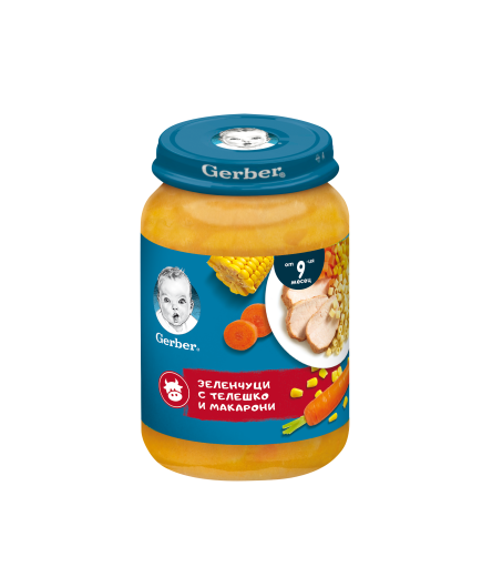 Gerber Храна за бебета, Пюре със зеленчуци и телешко, от 9-ия месец, 190g