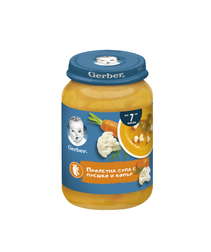 Gerber Храна за бебета, Пролетна супа с пуешко и копър, от 7-ия месец, 190g