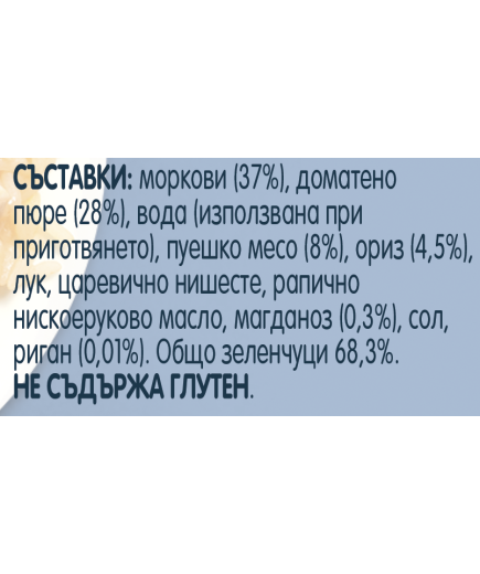 Gerber Храна за бебета, Пюре Ризото с пуешко и зеленчуци, от 12-ия месец, 250g