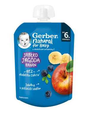 GERBER® Храна за бебета, Ябълка, боровинка и банан, от...