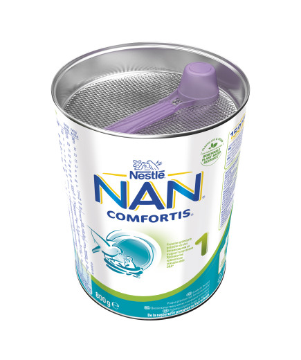 Nestlé® NAN ® Comfortis 1,от момента на раждането, Висококачествено обогатено мляко на прах за кърмачета, 800g, метална кутия