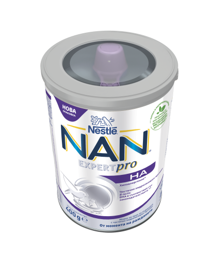 Nestlé® NAN® H.A.,  от момента на раждането, Мляко за кърмачета на прах с хидролизиран протеин, 400g, метална кутия