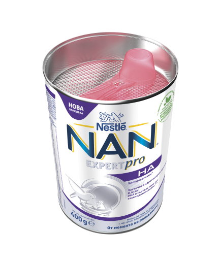 Nestlé® NAN® H.A.,  от момента на раждането, Мляко за кърмачета на прах с хидролизиран протеин, 400g, метална кутия