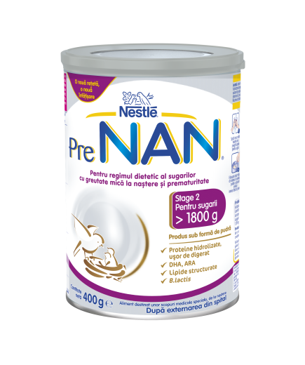 Nestlé® PreNAN® Етап 2, за новородени над 1 800g, Диетична хранна за специални медицински цели,400g , метална кутия