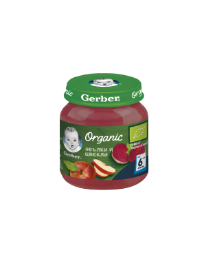 Gerber Organic Храна за бебета, Пюре от ябълки и цвекло,...