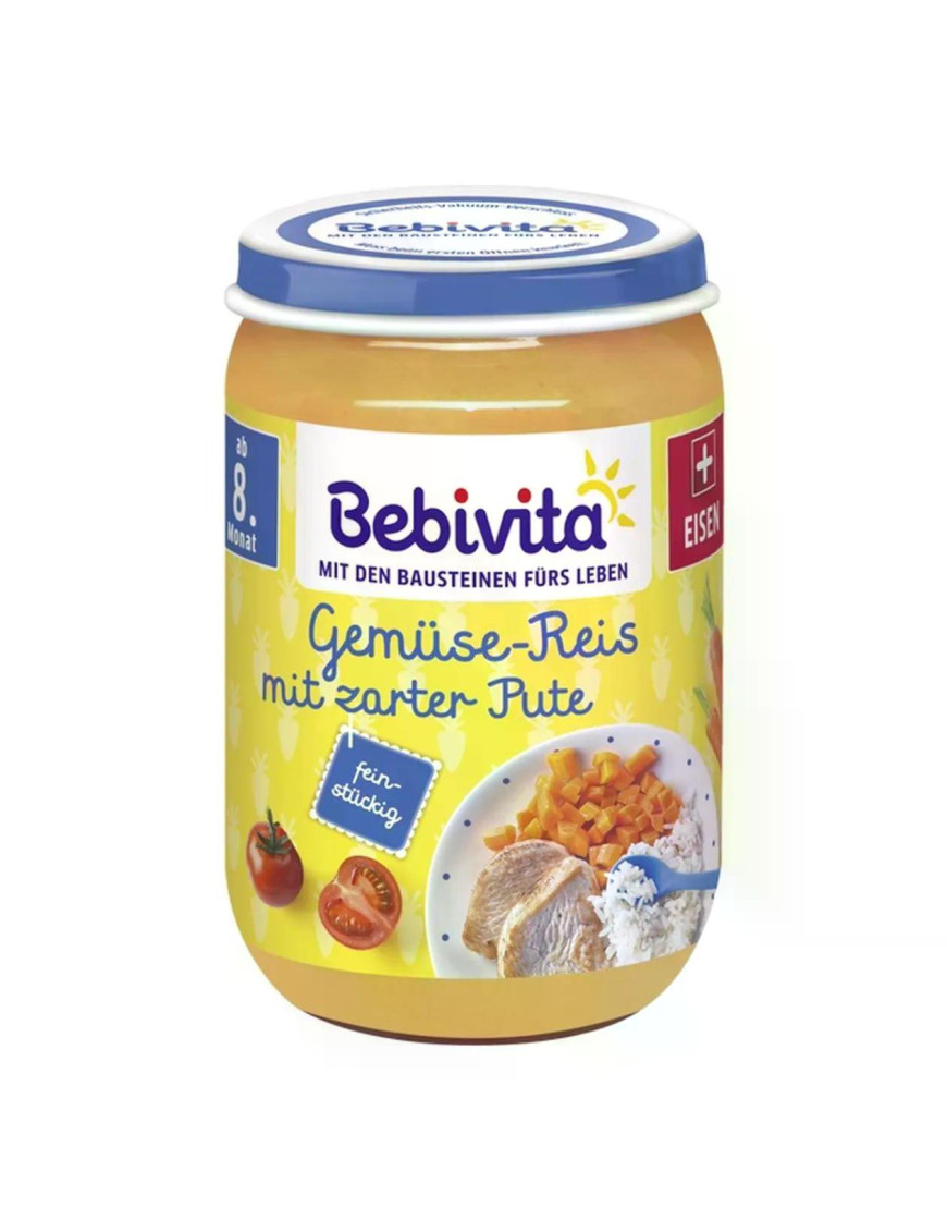 BEBIVITA Зеленчуци, ориз, пуешко 15609, пюре, 220гр.