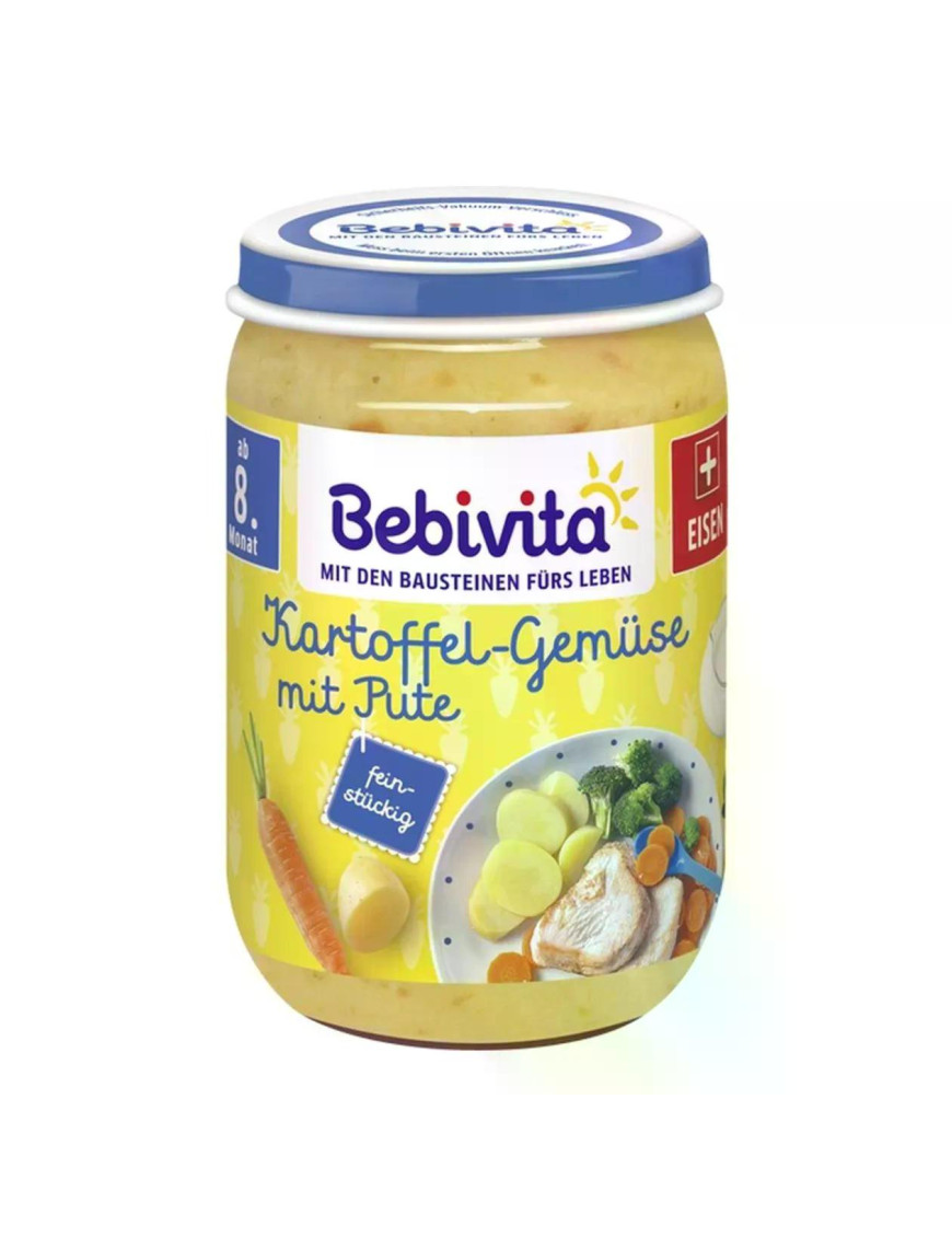 BEBIVITA Картофи, зеленчуци, пуешко 15610, пюре, 220гр.