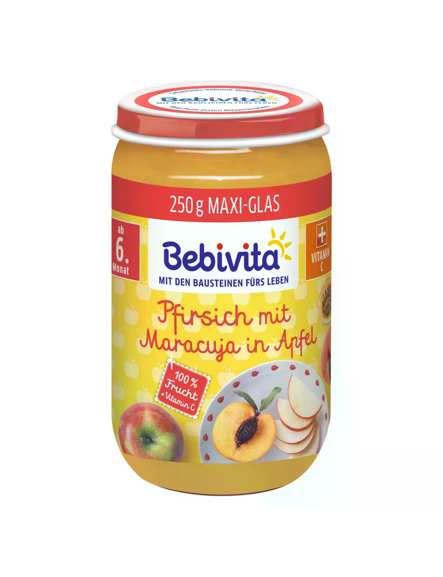 BEBIVITA Круша с праскови и маракуя 12810, пюре, 250гр.