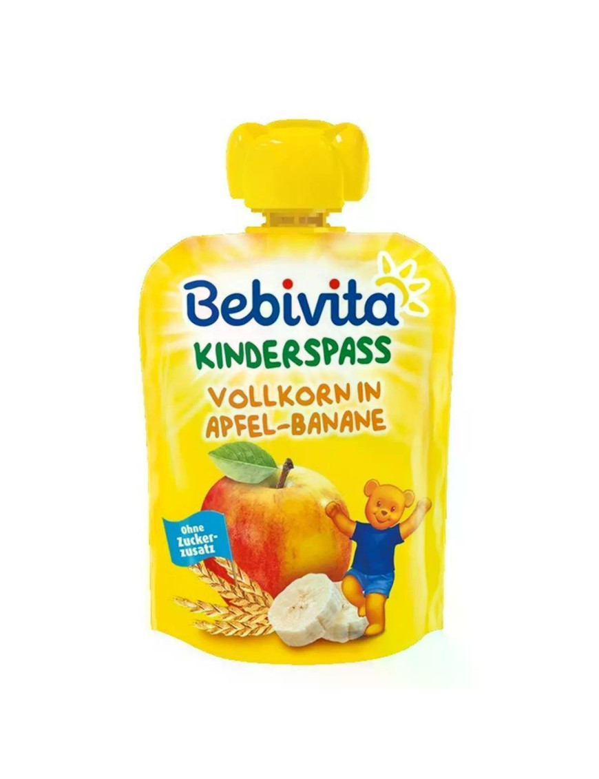 BEBIVITA Пауч Пълнозърнеста каша Ябълка, Банан 1406, детска напитка, 90гр.