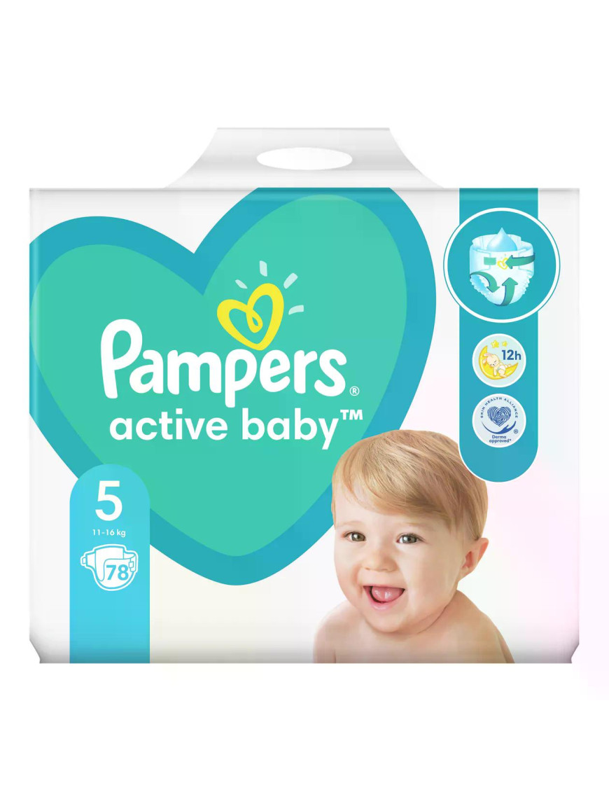 PAMPERS Active Baby Джуниър GPP, пелени, S5, 78бр.