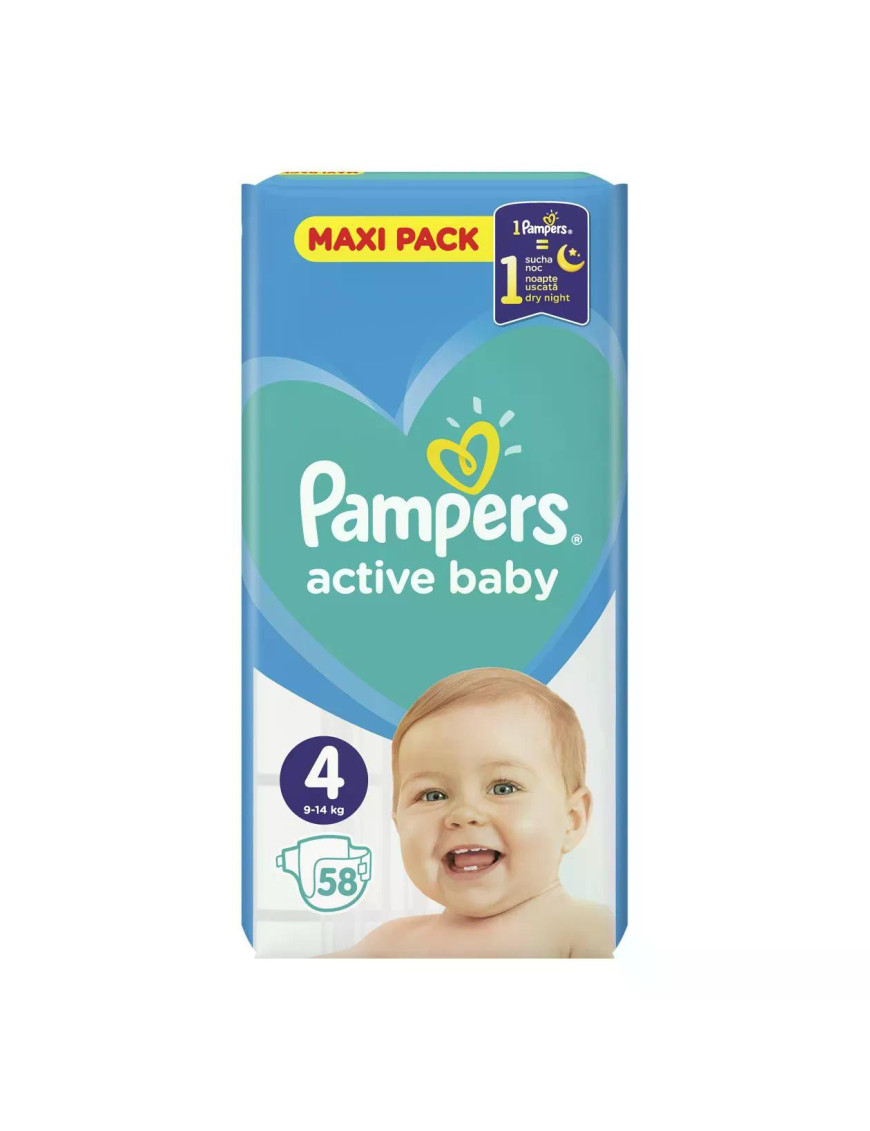 PAMPERS Active Baby Макси VPP, пелени, S4, 58бр.