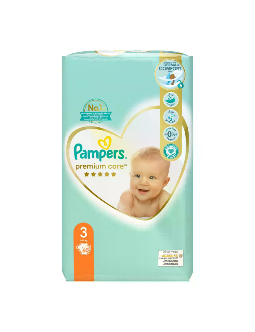 PAMPERS Premium Care Миди VP, пелени, S3, 60бр.