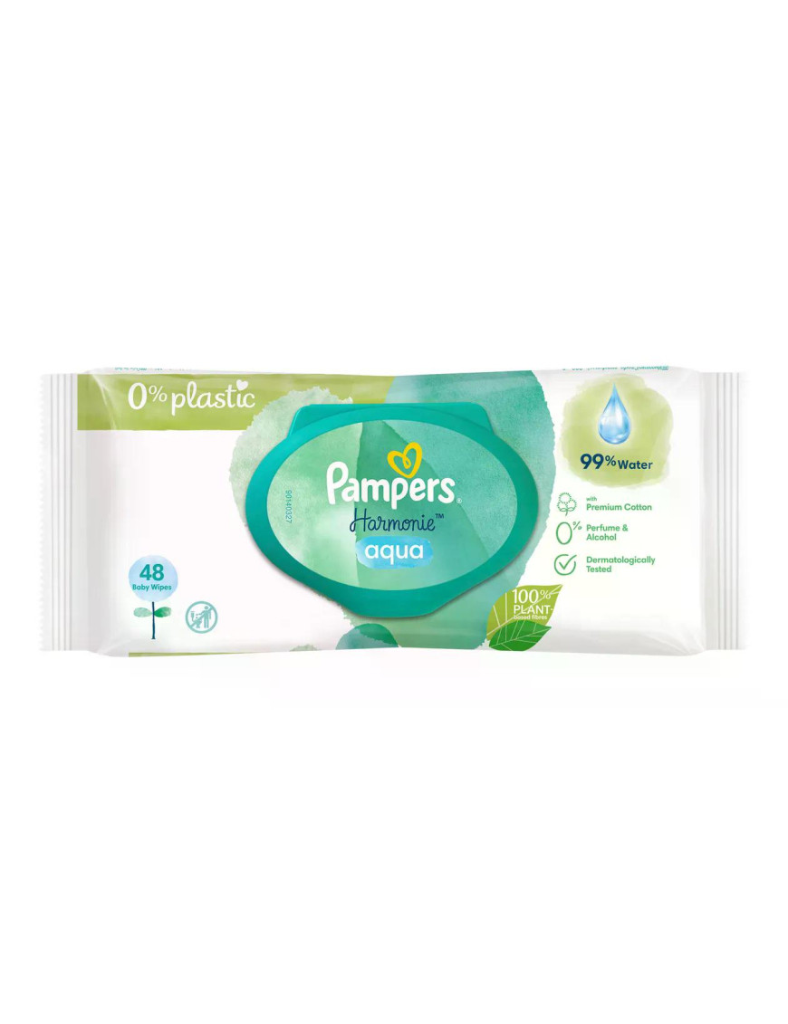 PAMPERS Harmonie Aqua, мокри кърпички, 48бр.