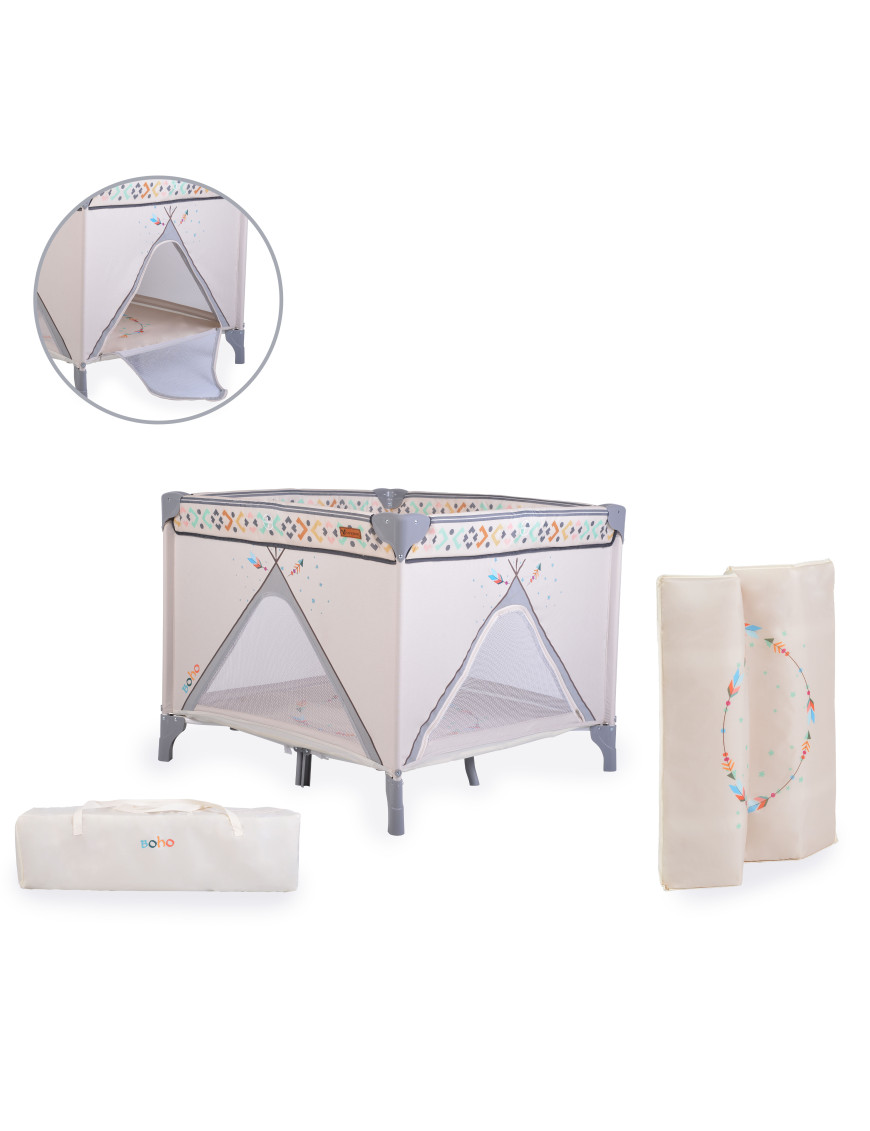 Детска кошара за игра Boho бежов