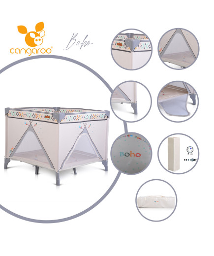 Детска кошара за игра Boho бежов
