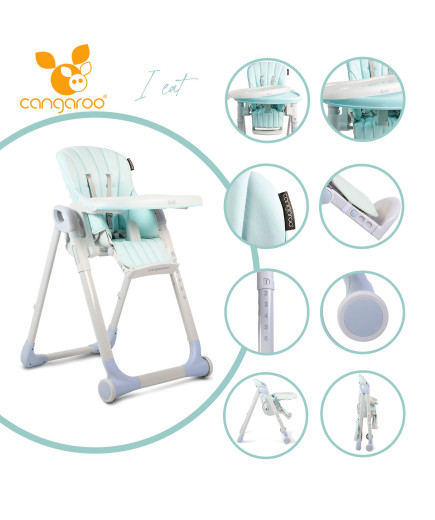 Детски стол за хранене I Eat светло син