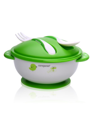 Купа за храна с лъжица и вилица F1301 зелен