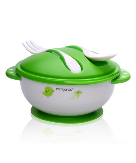 Купа за храна с лъжица и вилица F1301 зелен