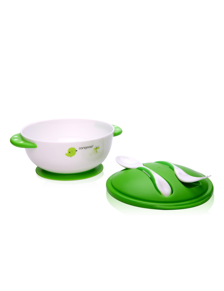Купа за храна с лъжица и вилица F1301 зелен