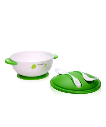 Купа за храна с лъжица и вилица F1301 зелен