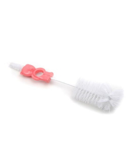 2в1 Четка за шишета и биберони мече розов