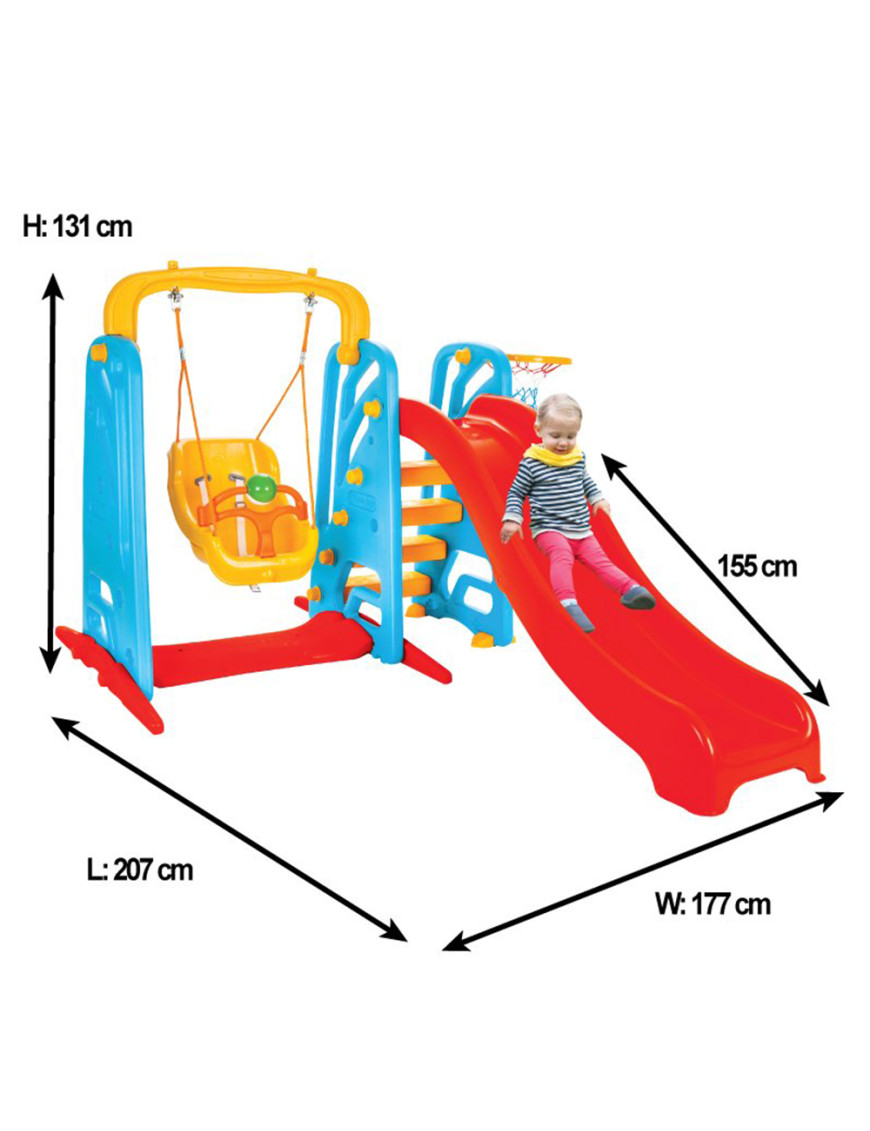 Пързалка с люлка Wavy 06141 червен