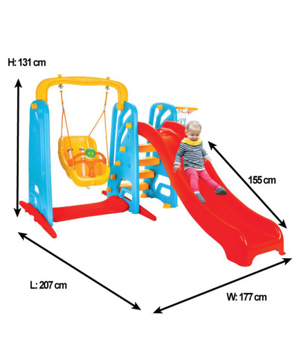 Пързалка с люлка Wavy 06141 червен