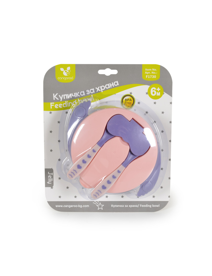 Купа с лъжица и вилица Jelly розов F1730