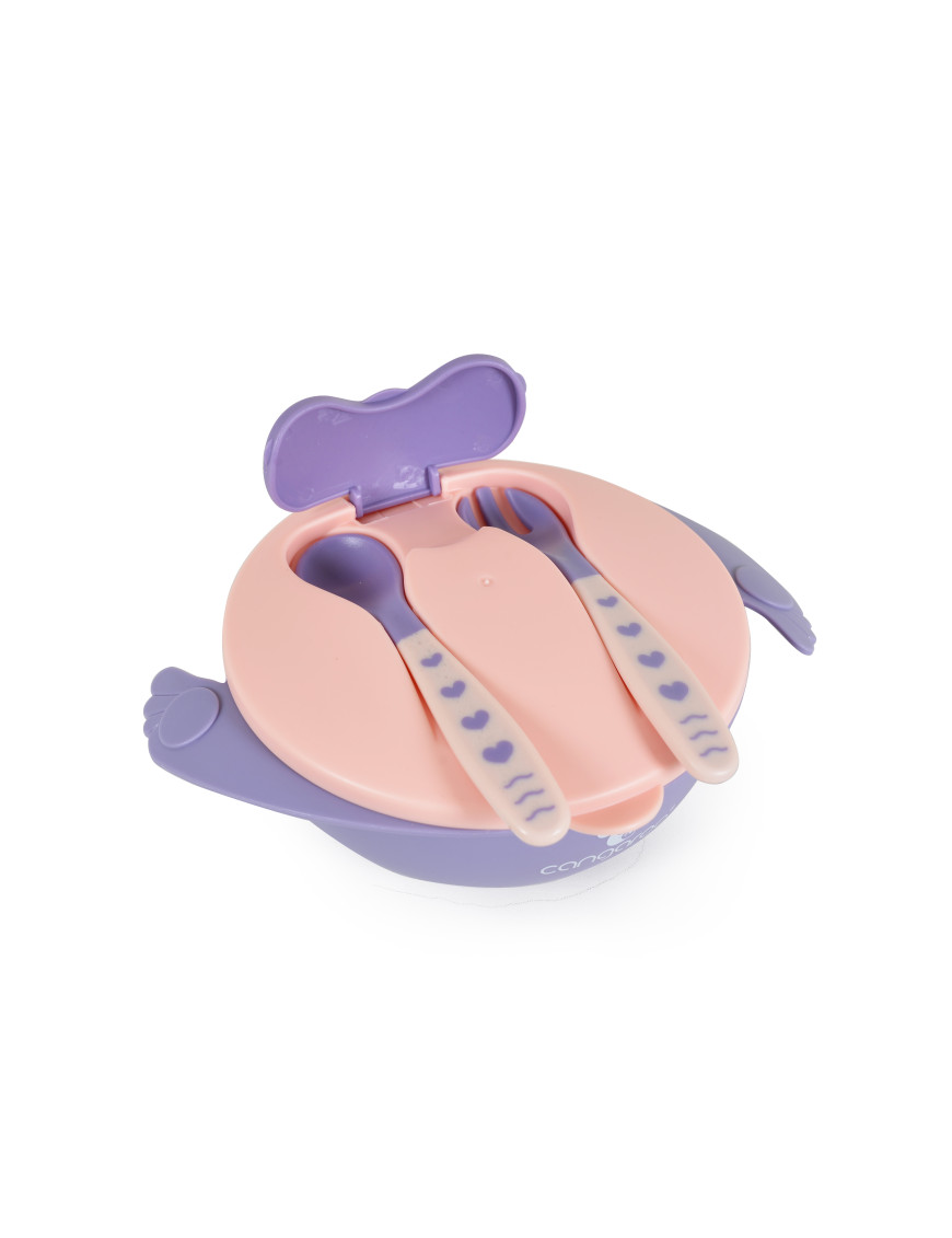 Купа с лъжица и вилица Jelly розов F1730