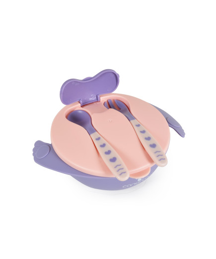 Купа с лъжица и вилица Jelly розов F1730